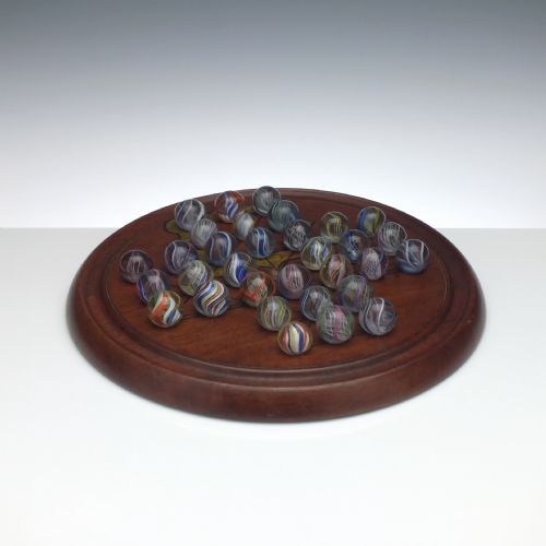 Antique Solitaire Board & 19th Century German Marbles C1870