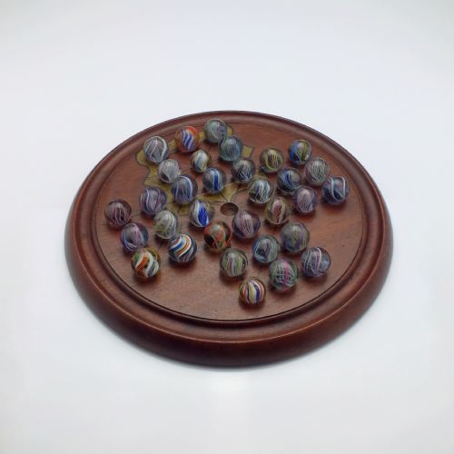 fig 1. Antique Solitaire Board & 19th Century German Marbles c1870