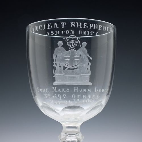 fig 2. Engraved Ancient Shepherds Ashton Unity Glass Goblet c1860