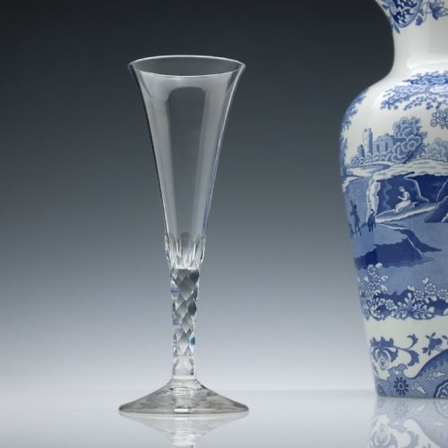 georgian facet cut champagne glass c1780 - CATEGORY: ANTIQUE GLASS - DATED GEORGIAN