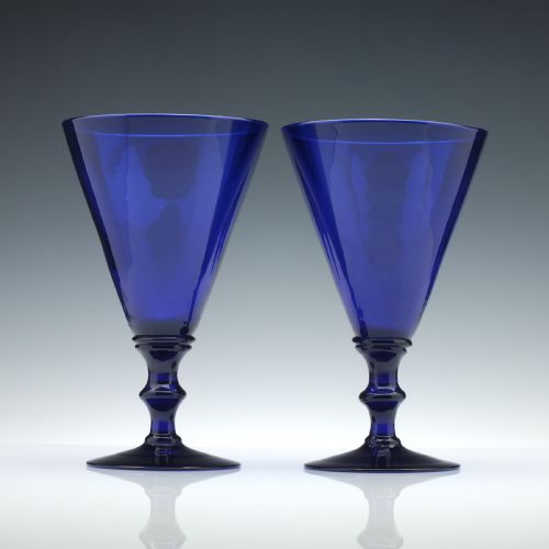 Pair of 19th Century Blue Glass Rummers C1860