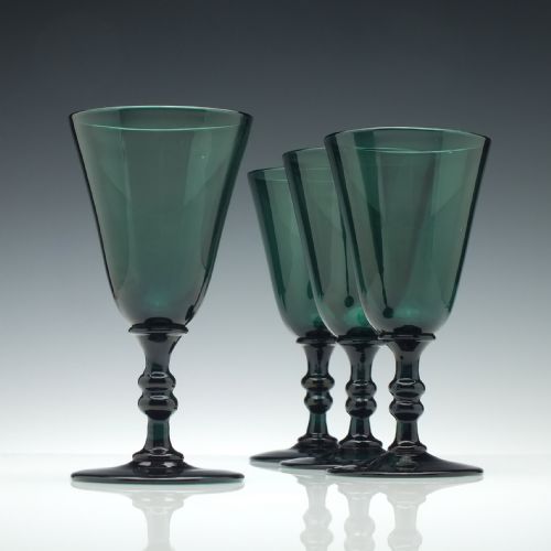Set of Four 19th Century Green Wine Glasses C1820