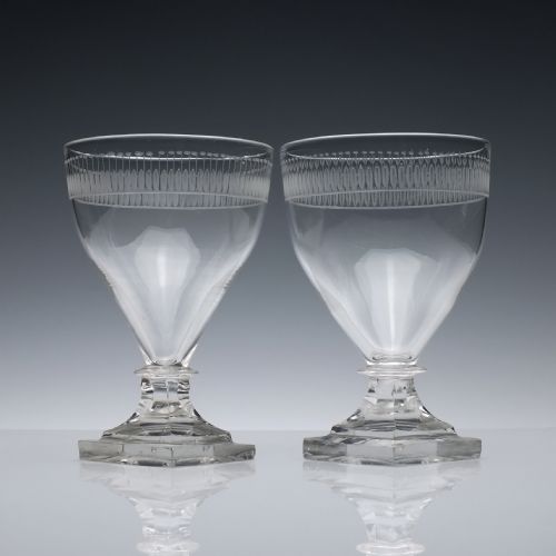 pair of engraved 19th century glass rummers c1830 - CATEGORY: ANTIQUE GLASS - DATED REGENCY