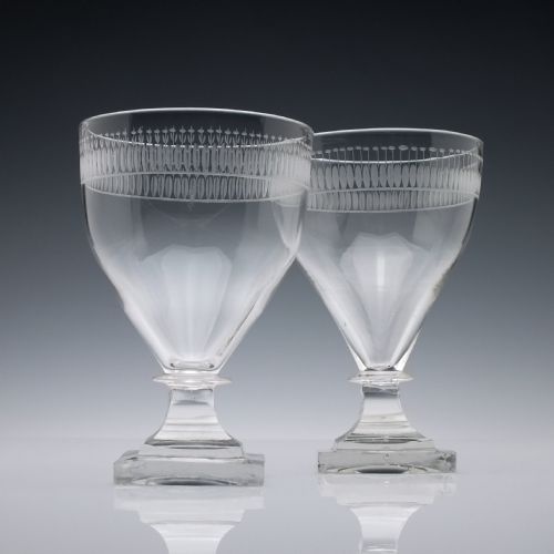 PAIR OF ENGRAVED 19TH CENTURY GLASS RUMMERS C1830 - ADDITIONAL PHOTO 1