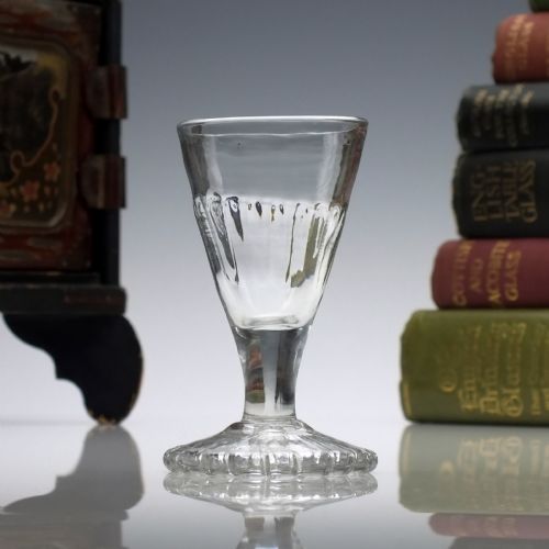 georgian rib moulded dram glass c1760 - CATEGORY: ANTIQUE GLASS - DATED GEORGIAN