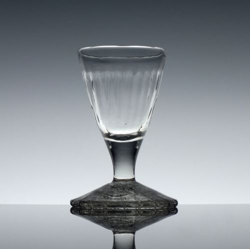 fig 1. Antique 18th Century Georgian Rib Moulded Dram Glass c1760