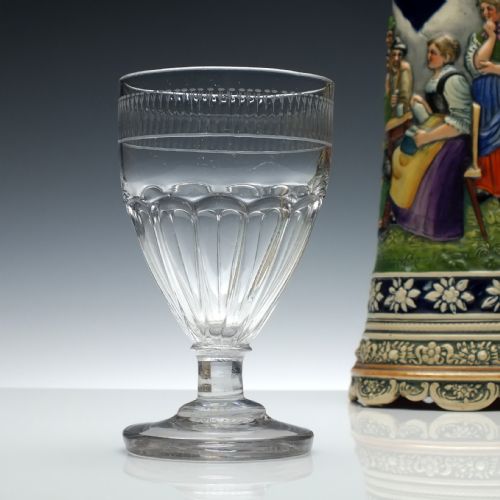 engraved georgian petal moulded glass rummer c1800 - CATEGORY: ANTIQUE GLASS - DATED GEORGIAN