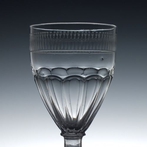 ENGRAVED GEORGIAN PETAL MOULDED GLASS RUMMER C1800 - ADDITIONAL PHOTO 2