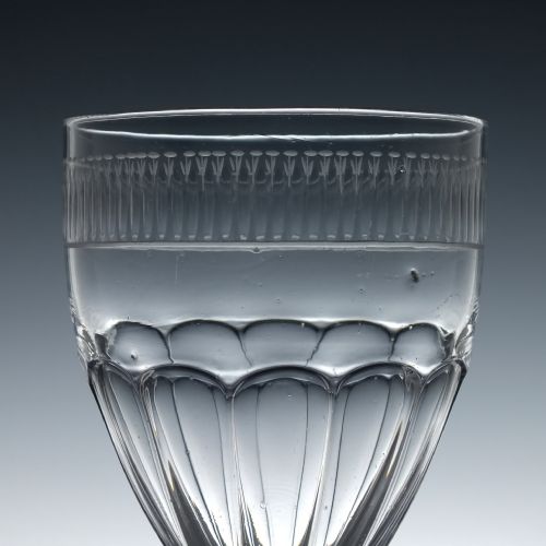 ENGRAVED GEORGIAN PETAL MOULDED GLASS RUMMER C1800 - ADDITIONAL PHOTO 3