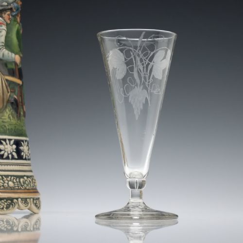 engraved 18th century dwarf ale glass c1770 - CATEGORY: ANTIQUE GLASS - DATED 18TH CENTURY
