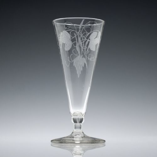 ENGRAVED 18TH CENTURY DWARF ALE GLASS C1770 - ADDITIONAL PHOTO 1
