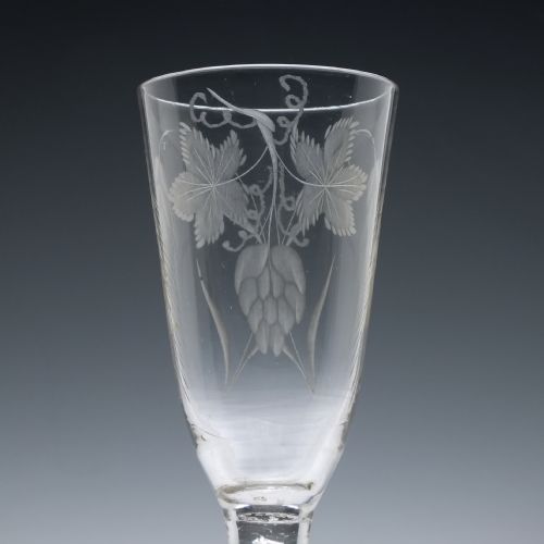 ENGRAVED 18TH CENTURY AIR TWIST ALE GLASS C1750 - ADDITIONAL PHOTO 2