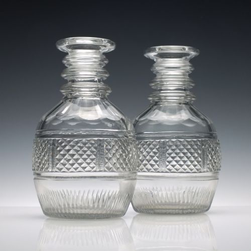 pair of large irish 19th century cut glass wine carafes c1810 - CATEGORY: ANTIQUE GLASS - DATED GEORGIAN
