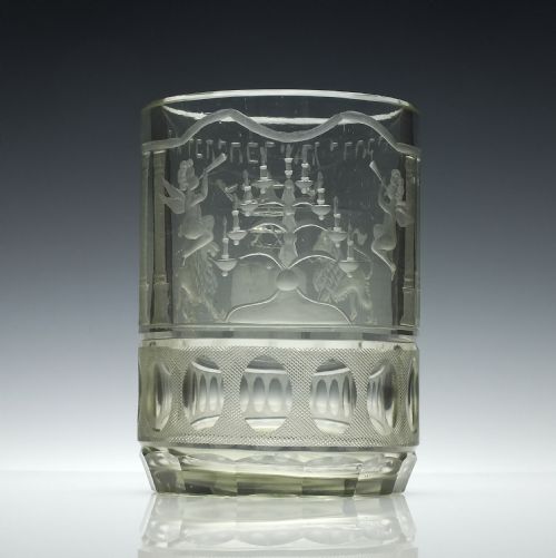 LARGE MASONIC ENGRAVED 19TH CENTURY GLASS BEAKER C1855 - ADDITIONAL PHOTO 2