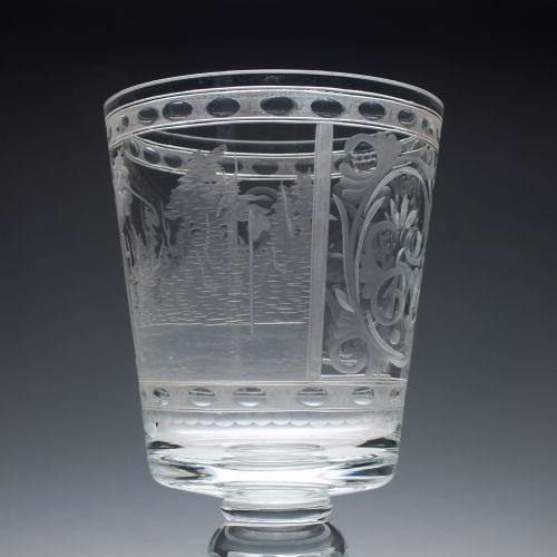 LARGE GOLFER ENGRAVED 19TH CENTURY LIDDED GLASS GOBLET C1900 - ADDITIONAL PHOTO 4