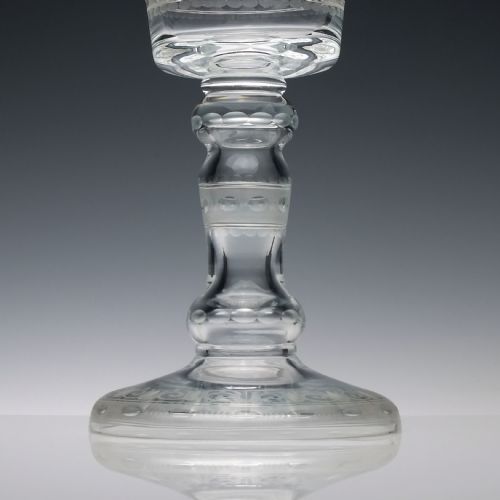 LARGE GOLFER ENGRAVED 19TH CENTURY LIDDED GLASS GOBLET C1900 - ADDITIONAL PHOTO 9