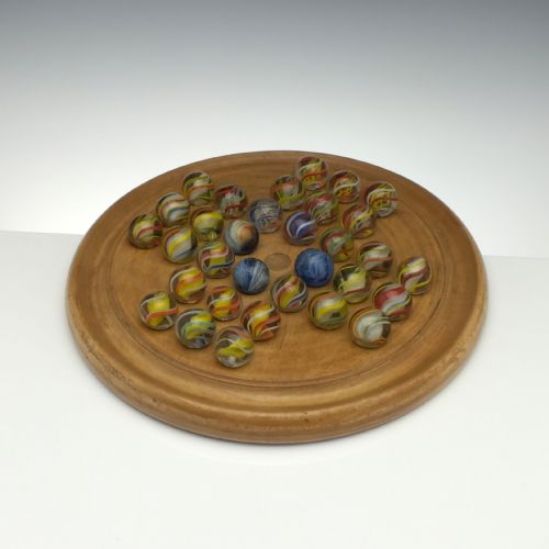 antique solitaire board 19th century german marbles c1870 - CATEGORY: ANTIQUE MISCELLANEOUS - DATED 19TH CENTURY