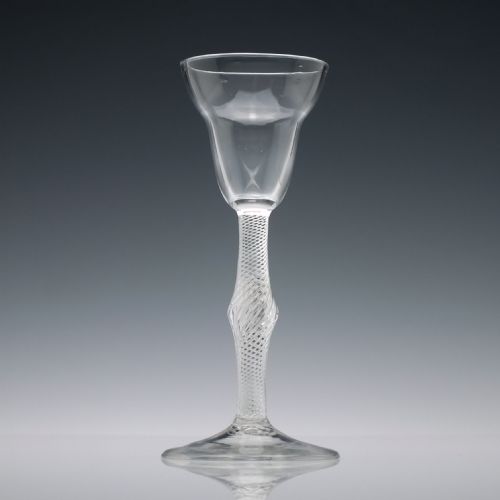 georgian pan top air twist wine glass c1750 - CATEGORY: ANTIQUE GLASS - DATED GEORGIAN