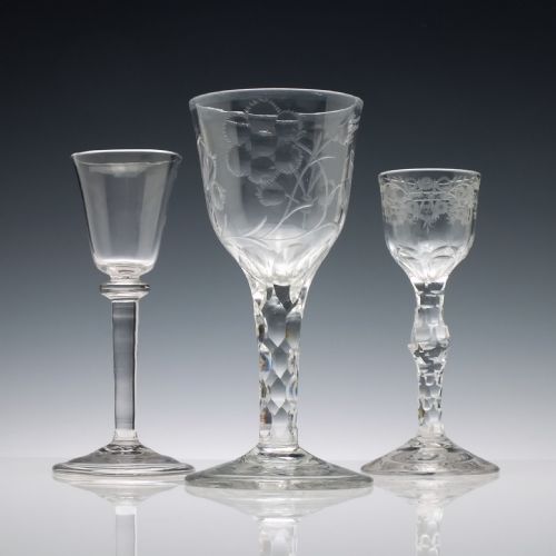 ENGRAVED 18TH CENTURY JACOBITE SYMPATHY FACET CUT GLASS GOBLET C1780 - ADDITIONAL PHOTO 1
