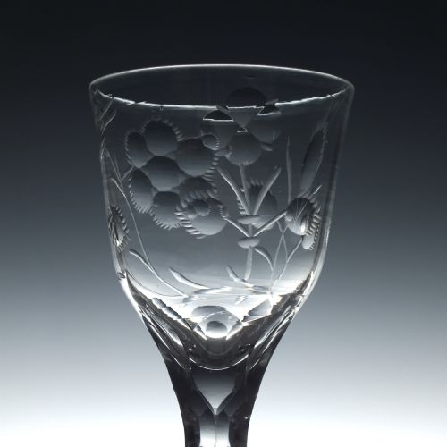 ENGRAVED 18TH CENTURY JACOBITE SYMPATHY FACET CUT GLASS GOBLET C1780 - ADDITIONAL PHOTO 5