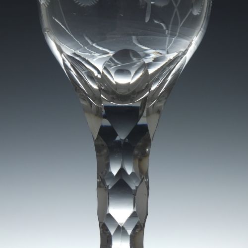 ENGRAVED 18TH CENTURY JACOBITE SYMPATHY FACET CUT GLASS GOBLET C1780 - ADDITIONAL PHOTO 7