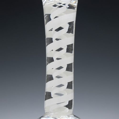 DIAMOND MOULDED GEORGIAN OPAQUE TWIST GLASS WINE GOBLET C1760 - ADDITIONAL PHOTO 4