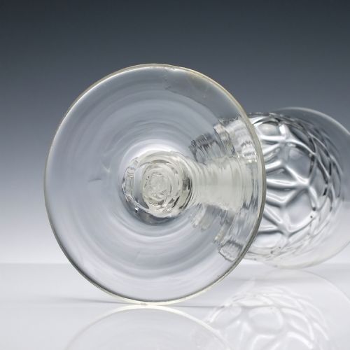 DIAMOND MOULDED GEORGIAN OPAQUE TWIST GLASS WINE GOBLET C1760 - ADDITIONAL PHOTO 6