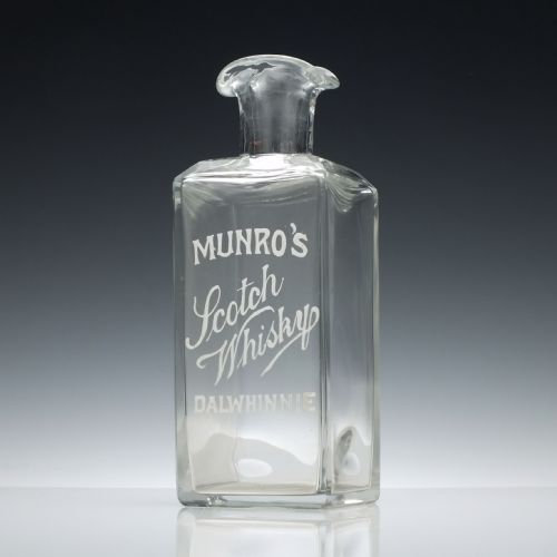 enamelled munros scotch whisky dalwhinnie bar water serving bottle c1910 - CATEGORY: ANTIQUE GLASS - DATED 1910