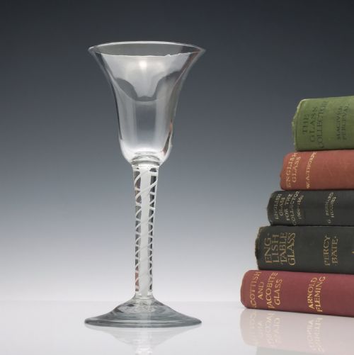 18th century opaque twist wine glass c1760 - CATEGORY: ANTIQUE GLASS - DATED GEORGIAN