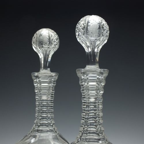 PAIR OF CUT AND ENGRAVED VICTORIAN DECANTERS C1870 - ADDITIONAL PHOTO 3