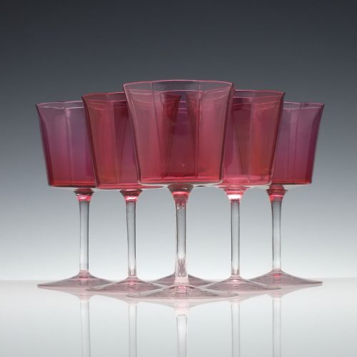 set of six french 19th century cranberry wine glasses c1880 - CATEGORY: ANTIQUE GLASS - DATED 19TH CENTURY