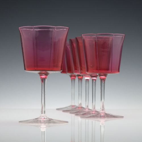 SET OF SIX FRENCH 19TH CENTURY CRANBERRY WINE GLASSES C1880 - ADDITIONAL PHOTO 1