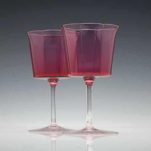 SET OF SIX FRENCH 19TH CENTURY CRANBERRY WINE GLASSES C1880 - ADDITIONAL PHOTO 2