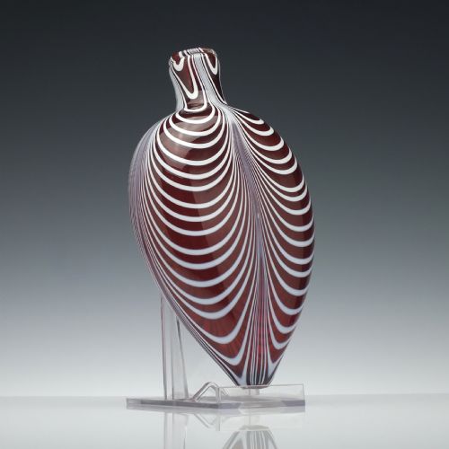 19TH CENTURY NAILSEA CRANBERRY GLASS FLASK C1850 - ADDITIONAL PHOTO 1