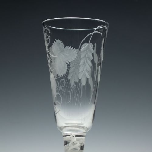 ENGRAVED GEORGIAN OPAQUE TWIST ALE GLASS C1760 - ADDITIONAL PHOTO 2