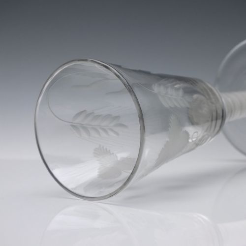 ENGRAVED GEORGIAN OPAQUE TWIST ALE GLASS C1760 - ADDITIONAL PHOTO 5