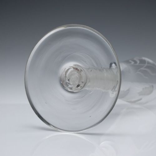 ENGRAVED GEORGIAN OPAQUE TWIST ALE GLASS C1760 - ADDITIONAL PHOTO 6