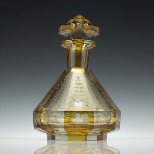 amber cut and engraved 19th century glass decanter c1910 - CATEGORY: ANTIQUE GLASS - DATED 1910