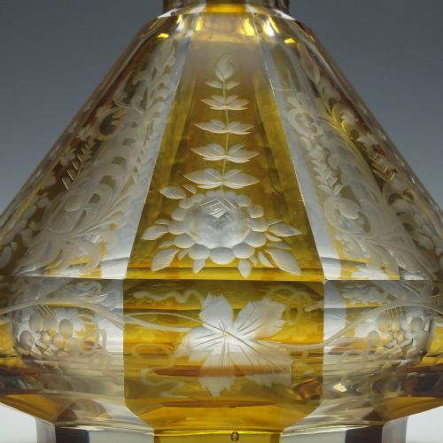 AMBER CUT AND ENGRAVED 19TH CENTURY GLASS DECANTER C1910 - ADDITIONAL PHOTO 1