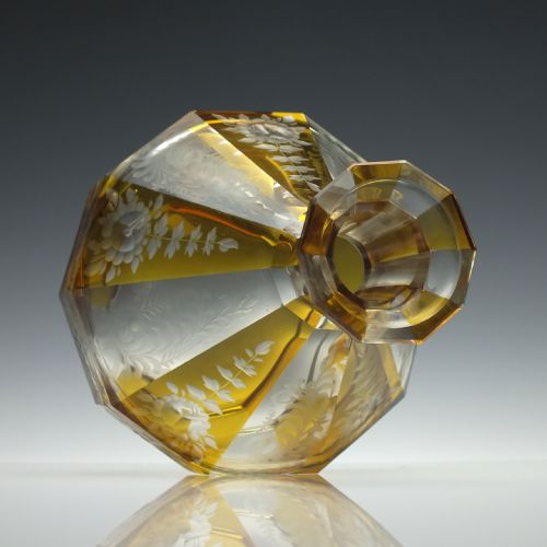 AMBER CUT AND ENGRAVED 19TH CENTURY GLASS DECANTER C1910 - ADDITIONAL PHOTO 3