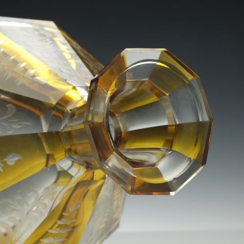 AMBER CUT AND ENGRAVED 19TH CENTURY GLASS DECANTER C1910 - ADDITIONAL PHOTO 5