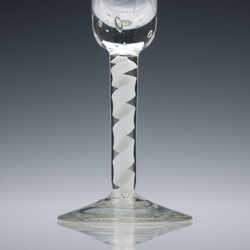 ENGRAVED 19TH CENTURY OPAQUE TWIST WINE GLASS C1840 - ADDITIONAL PHOTO 8