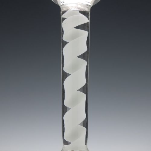 ENGRAVED 19TH CENTURY OPAQUE TWIST WINE GLASS C1840 - ADDITIONAL PHOTO 9