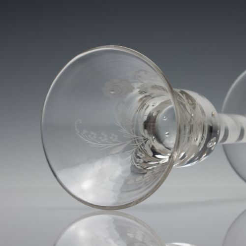 ENGRAVED 19TH CENTURY OPAQUE TWIST WINE GLASS C1840 - ADDITIONAL PHOTO 10