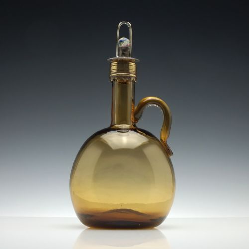 PAIR OF 19TH CENTURY AMBER GLASS FLAGONS C1860 - ADDITIONAL PHOTO 1