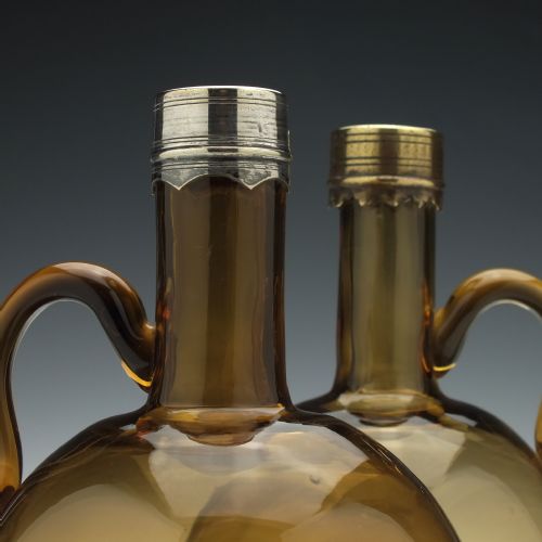 PAIR OF 19TH CENTURY AMBER GLASS FLAGONS C1860 - ADDITIONAL PHOTO 6