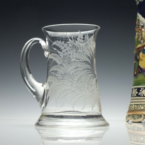 engraved 19th century glass tankard c1870 - CATEGORY: ANTIQUE GLASS - DATED VICTORIAN