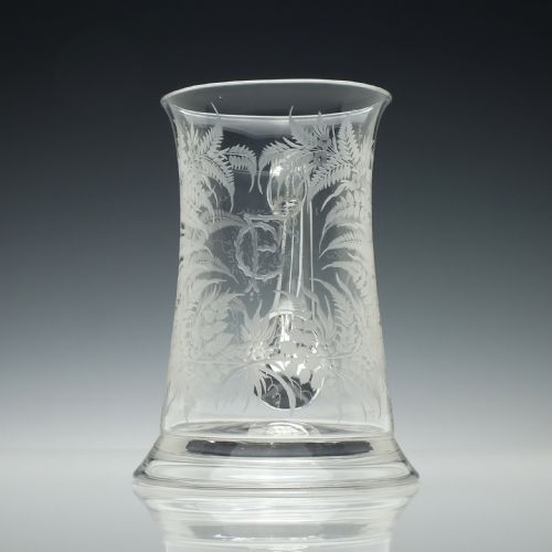 ENGRAVED 19TH CENTURY GLASS TANKARD C1870 - ADDITIONAL PHOTO 4