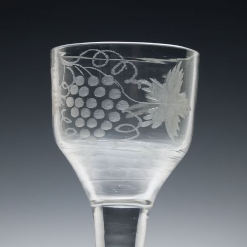 ENGRAVED 18TH CENTURY PLAIN STEM WINE GLASS C1740 - ADDITIONAL PHOTO 2