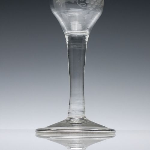 ENGRAVED 18TH CENTURY PLAIN STEM WINE GLASS C1740 - ADDITIONAL PHOTO 4